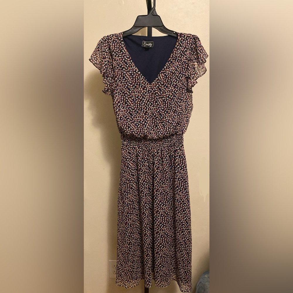 Women’s Medium, Red, White, & Blue Midi Dress - Stretch & Flowy DONATED